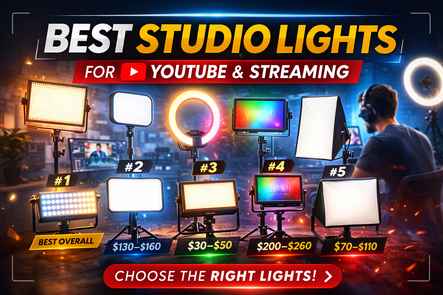 Top 5 Studio Lights for Budding Streamers and YouTubers: A Complete Guide